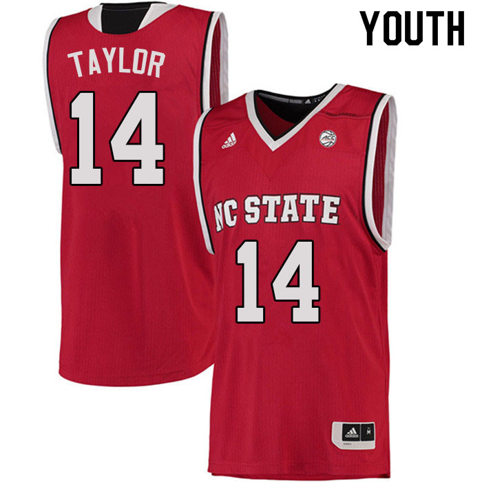 Youth #14 A.J. Taylor NC State Wolfpack College Basketball Jerseys Sale-Red - Click Image to Close